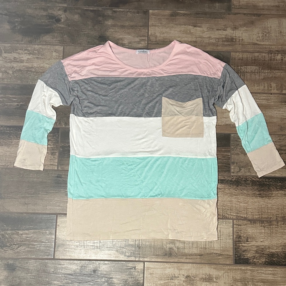 Pink and Gray Long Sleeve Top